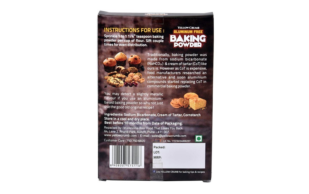 Yellow Crumb Aluminum Free Baking Powder    Pack  43 grams